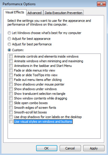 Windows Performance Settings