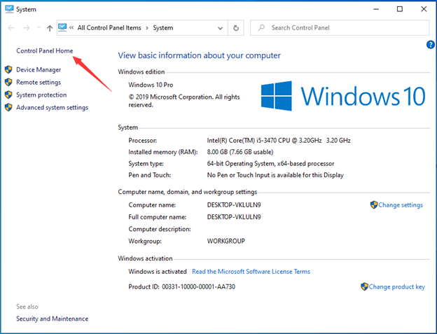 Access Control Panel Windows 10