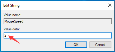 Set MouseSpeed Value Data to 2