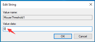 Set MouseThreshold Value Data to 0